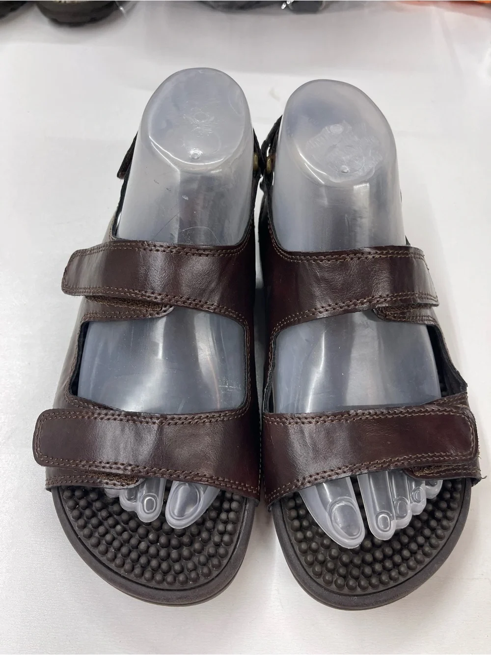 brown Kenkoh Balance massage sandals feature acupressure nodules